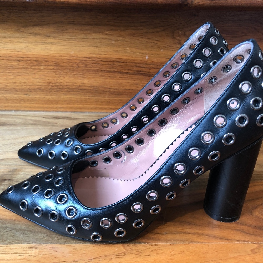 RED Valentino Black Grommet Embellished Heels